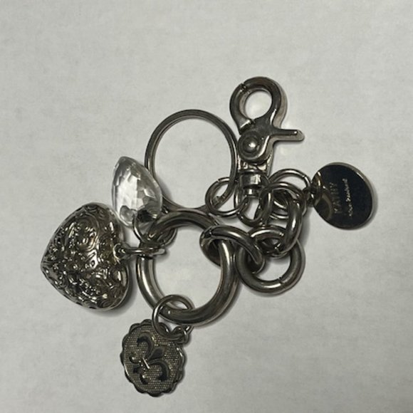 VTG Collectable Puffed Heart Key Ring Chain Charms Claw Clasp - Signed Kathy 6" - Picture 11 of 13